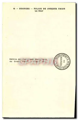 Bourges — Pałac Jaka Coeur — Dziedziniec — Wydawnictwo Monuments Historiques — Rewers