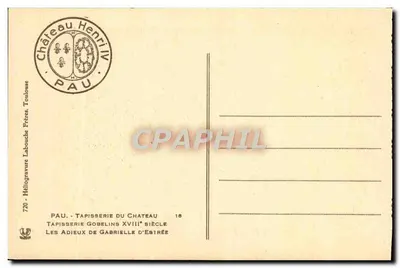 Os Adeus de Gabrielle d'Estrée — Tapeçaria do Castelo de Henrique IV — Héliogravure Labouche Frères — Verso