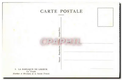 Cartolina d'epoca La Basilica di Lisieux — La Cripta. Mosaico della Santa Trinità — Depositato - Riproduzione - Dreyeiger-Paris — Verso