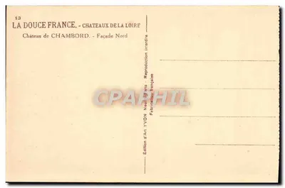 Zamek Chambord — Façada Północna — Wydawnictwo Sztuki YVON — Rewers
