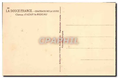Kasteel van Azay-le-Rideau — Loir — Artistieke uitgave YVON, Neuilly — Achterkant