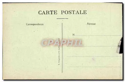 Pinon - Praça da Igreja — ruínas após guerra — B. Songarde & H. Lefranc — Verso