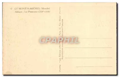 Mont-Saint-Michel — Abpia — Promenoir (XII wiek) — Wydawnictwo Art Yvon, Paryż — Rewers