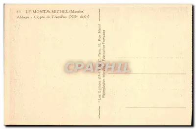 Krypta Aquilonu — Abpia Mont-Saint-Michel — Éditions d'Art Yvon — Rewers