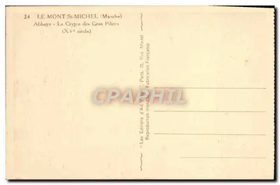 Mont-Saint-Michel — Abpia - Krypta Wielkich Kolumn (XVe wiek) — Les Éditions d'Art Marcel, Paryż — Rewers