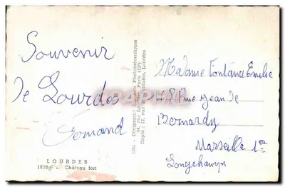 Lourdes — Zamek wzniesiony — Compagnie des Arts Photomécaniques, Lourdes — Rewers