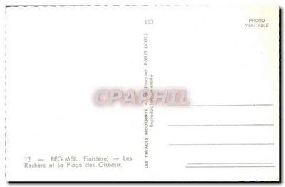 Bilhete postal moderno Pequena Meil Rochers E A Praia Dos Pássaros — Verso