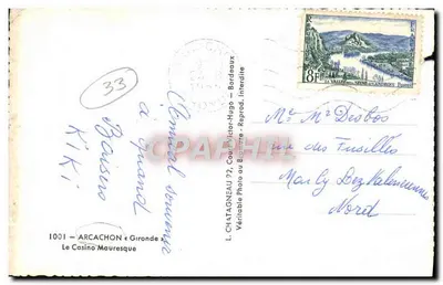 Nowoczesna pocztówka Arcachon Kasyno Mauresk — Rewers