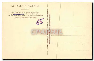 Saint-Savin (Hautes-Pyrénées) — Krypta Pielat i Dolina Argelès — Wydawnictwo Sztuki Yvonne, Paryż — Rewers
