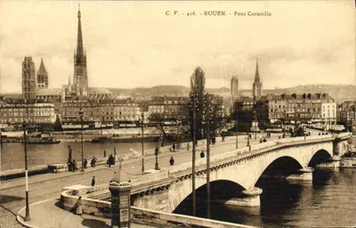 Rouen - Pont Corneille — vue panoramique avec cathédrale — éditeur C.V. n°416