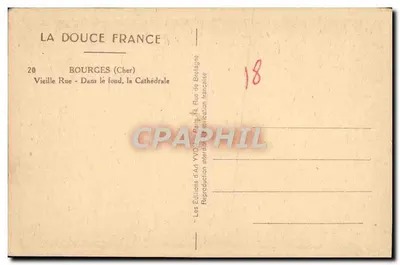 Bourges — Velha Rue com a Catedral — Les Éditions d'Art YVOY, Paris — Verso