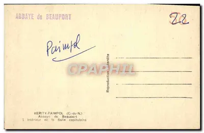 Abbaye de Beauport — Wnętrze sali kapitularnej — KERITY-PAIMPOL (C.-du-N.) — Rewers