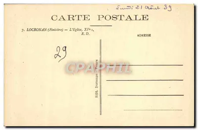 Locronan (Finistère) — Ansicht der Kirche — Verlag Dorange, Nr. 29 — Rückseite