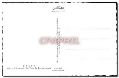 Brest - O Arsenal - O Ponte de Recouvrance — editor LUMICAP, n° 1043 — Verso