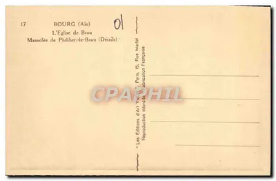 Mausoléu de Philibéri-le-Beau — Detalhes — Les Éditions d'Art Yvon, Paris — Verso