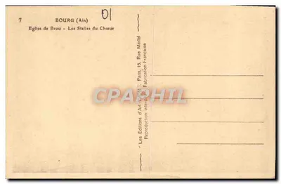 Bourg (Ain) — Igreja de Brou — As cadeiras do coro — Edições d'Art ANON, Paris — Verso