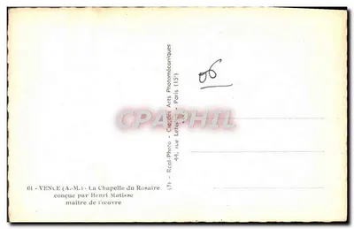 Vence — Krypta Rosaryjna — zaprojektowana przez Henriego Matisse'a — Rewers