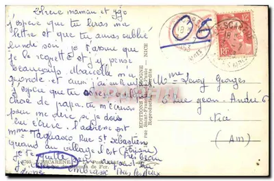 Bilhete postal moderno O Pont Novo em L'Escarene — Verso