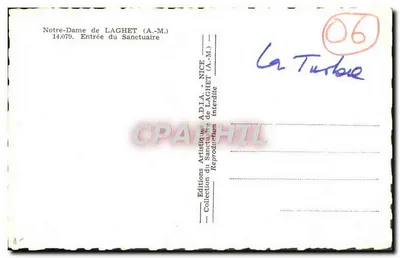 Nossa Senhora de LAGHET — Entrada do Santuário — Edições Artísticas A.D.I.A. - NICE — Verso