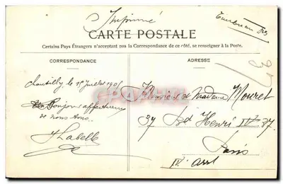 Castillo de Chantilly — vista general — editor desconocido, n° 3 — Reverso