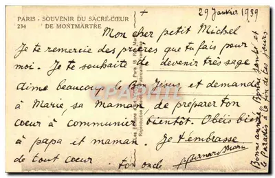 Estátua do Sagrado Coração de Montmartre — Montmartre — Edições de Paris — Verso