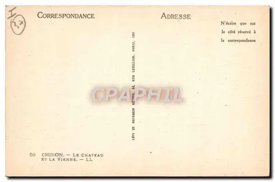 Chinon — Il Castello e la Vienne — Imp. Neudardin, Parigi — Verso