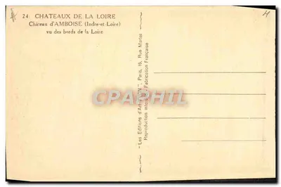 Zamek w Amboise — widok z brzegów Loiry — Les Éditions d'Art-Verne, Paryż — Rewers