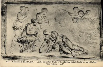Cathédrale de ROLLEN — Autel de Sainte Cécile « La Mort de Sainte Cécile », par Clodion (Bas-relief)