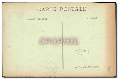 Tours (Indre) — Liceum Descartes i pomnik F. Sicarda — A. Papeghin, nr 208 — Rewers