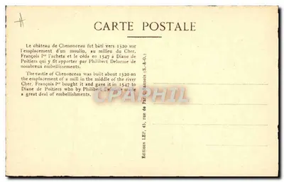 Zamek Loary — Chenonceau — Cliché Études — Rewers
