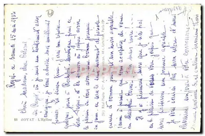 Royat - A Igreja — editor Cap, n° 18 — Verso