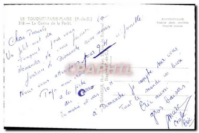 O Casino da Floresta — Le Touquet-Paris-Plage — Editor Gamin, n°358 — Verso