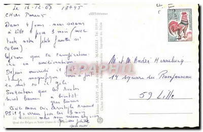 Widok Marseillego — Port i góra Notre-Dame de la Garde — Wydawnictwo TARDY — Rewers