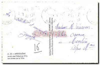 Jardim do Hotel de Ville — Angoulême — Edições Gilbert — Verso