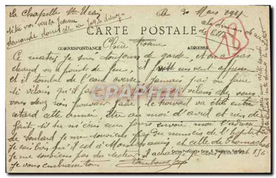 Kaplica Najświętszego Serca Pana — Wyleczenie chora na nogi — Wydawca: Cartes Postales en Gros E. Magazin, Bourges — Rewers