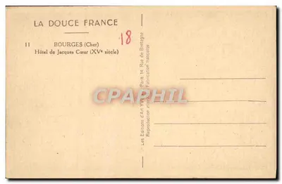 Hôtel de Jacques Coeur — Bourges (Cher) — Les Éditions d'Art Yvon — Rewers