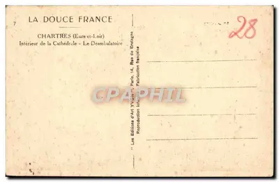 Chartres (Eure-et-Loir) — Wnętrze katedry — Le Déambulatoire — Wydawnictwo Sztuki Yvonne, Paryż — Rewers