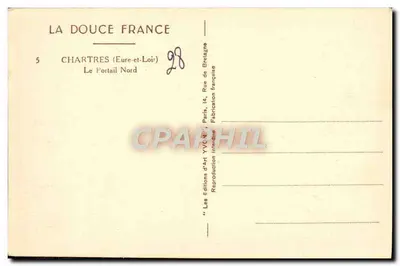 Chartres (Eure-et-Loir) — Portaal Północne — Les Éditions d'Art YVCN, Paryż — Rewers