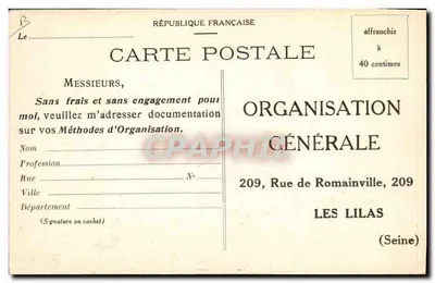 Bibliothek und Archive — Organisation — Generale Organisation, Les Lilas — Rückseite