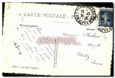 Port Nice — Widok portu z statkami — wydane przez Agencję Narodową Podróży — Rewers