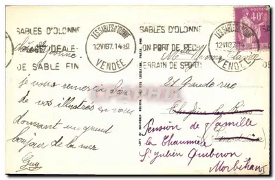 Les Sables-d'Olonne — Um Thonier — ND. — Verso