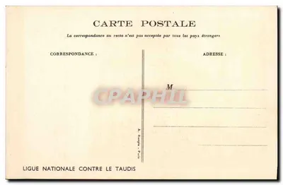 Dzieci grające z pociągiem — ilustracja Poulbou — Ligue Nationale Contre le Taudis — Rewers