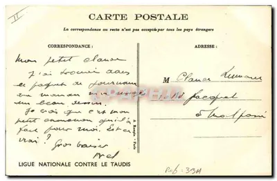 Crianças em um quarto — cena de noite — editora : Ligue Nacional Contra o Taudis, n° 33M — Verso