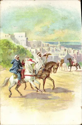 Cavaleiros árabes com falcão — cena de rua — Chabert, Marselha