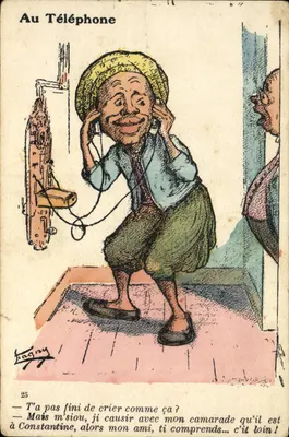 Ao telefone — caricatura de um homem ao telefone — Chagny, n°25