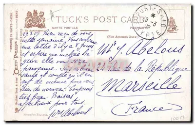 Shepheards Hotel, Kair — animowana scena z wizytowanymi i mieszkańcami — Tuck's Post Card n° 9547 — Rewers