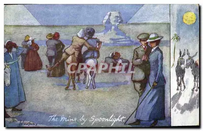 As Pirâmides e a Esfinge — sob a luz da lua — editor Tuck's Post Card, n° 8547