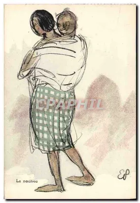 A empregada — desenho de uma mulher carregando uma criança — Editor EP, n° de série EP