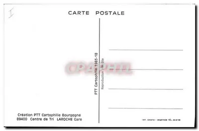 Zug und Auto vor einer Briefkasten — PTT Cartophilie Bourgogne — Ausgabe IMP. CHUPIN — Rückseite