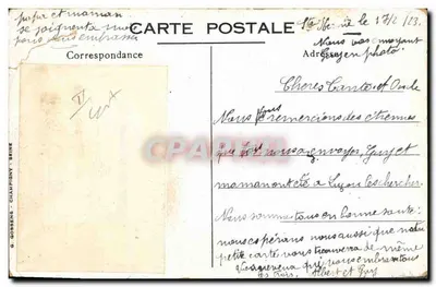 Criança em uma casa de campo — com dirigível — editada na França, G. Gossens deposita, Paris — Verso